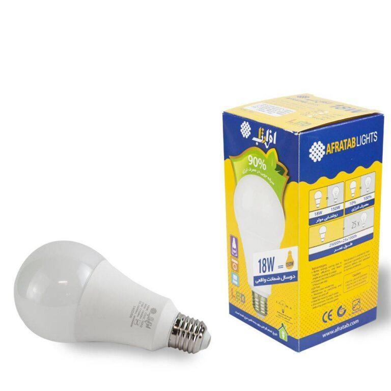 لامپ LED حبابی 9، 12، 15، 18، 25 وات افراتاب کارتن 100 عددی